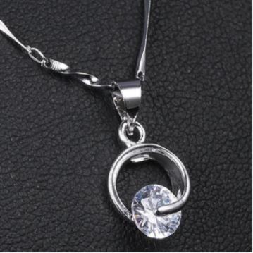 N964 Silver Dainty Circle Rhinestone Necklace with FREE Earrings - Iris Fashion Jewelry