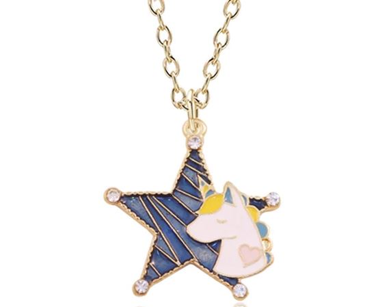 L02 Gold Blue Star Unicorn Necklace FREE EARRINGS - Iris Fashion Jewelry