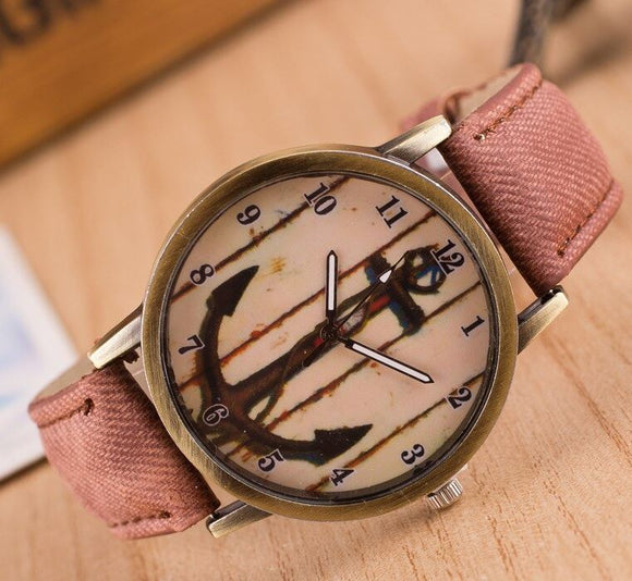 W367 Light Brown Anchors Away Collection Quartz Watch - Iris Fashion Jewelry