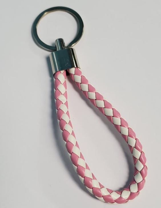 K111 Light Pink & White Leather Keychain - Iris Fashion Jewelry