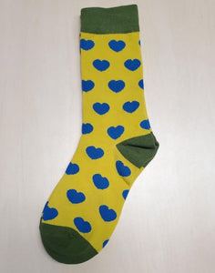 SF1214 Yellow Blue Heart Socks - Iris Fashion Jewelry