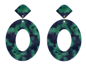 E1776 Green Oval Acrylic Earrings - Iris Fashion Jewelry