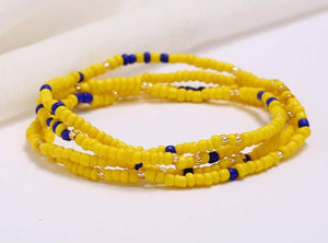 B1106 Yellow & Blue Seed Beads Strand Bracelet - Iris Fashion Jewelry