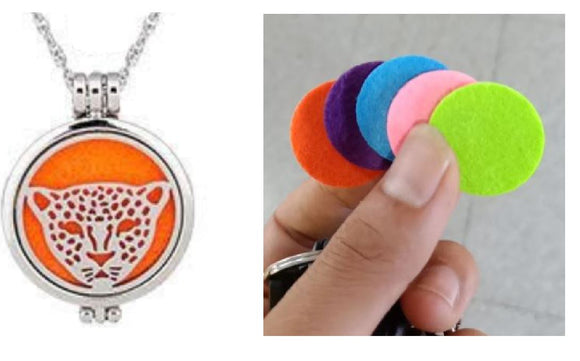 N1903 Silver Leopard Essential Oil Necklace with FREE Earrings PLUS 5 Different Color Pads - Iris Fashion Jewelry