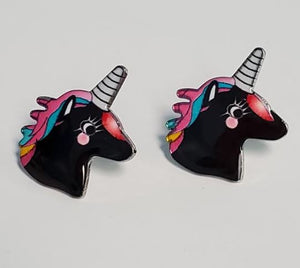 L284 Black Unicorn Earrings - Iris Fashion Jewelry