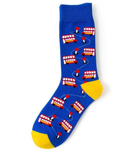 SF829 Royal Blue Double Decker Bus Socks - Iris Fashion Jewelry