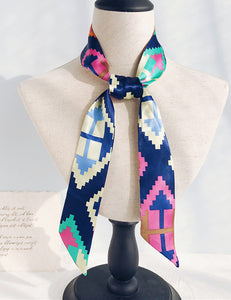 H505 Colorful Jagged Design Satin Scarf - Iris Fashion Jewelry