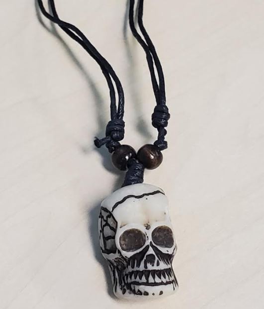N1551 Skull on Leather Cord Necklace - Iris Fashion Jewelry