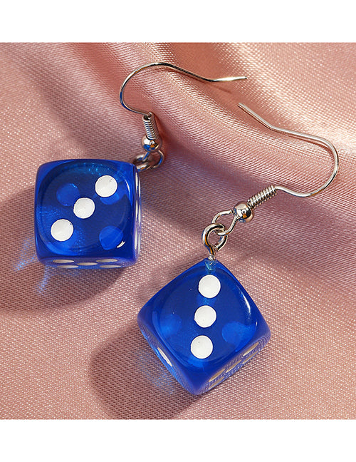 E1529 Royal Blue 3D Dice Earrings - Iris Fashion Jewelry