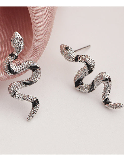E286 Silver Snake Earrings - Iris Fashion Jewelry