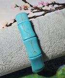 B1121 Turquoise Crackle Bamboo Shape Stone Bracelet - Iris Fashion Jewelry