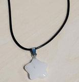 N767 White Frosted Star Natural Quartz Stone on Leather Cord Necklace with FREE Earrings - Iris Fashion Jewelry