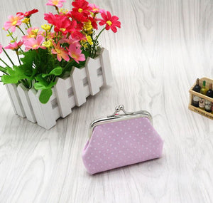 G152 Light Pink White Polka Dot Clasp Coin Purse - Iris Fashion Jewelry