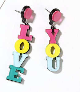 E1126 Acrylic Love You Colorful Earrings - Iris Fashion Jewelry