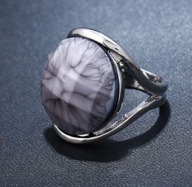 R456 Silver Gray Gemstone Ring - Iris Fashion Jewelry