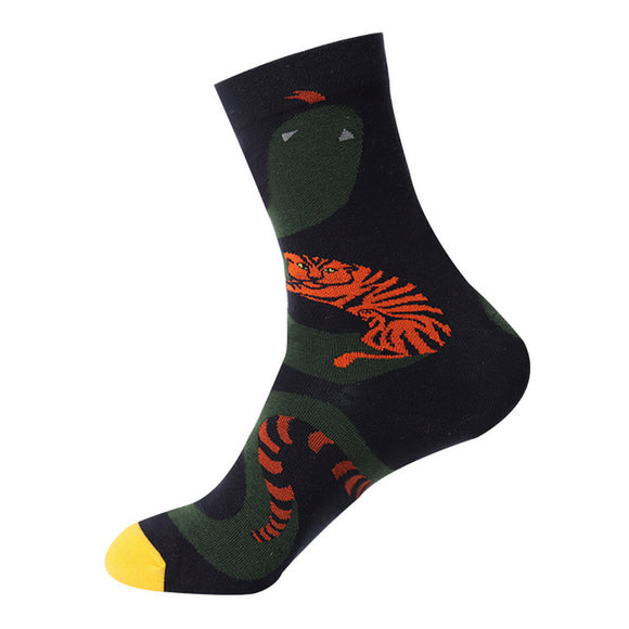 SF1052 Black Snake Tiger Elephant Socks - Iris Fashion Jewelry