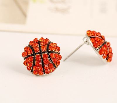 E462 Basketball Gemstone Stud Earrings - Iris Fashion Jewelry