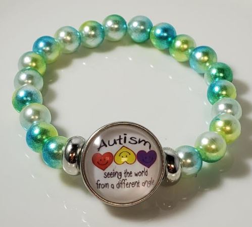 B1035 Blue & Green Seeing the World from a different Angle Autism Awareness Bracelet - Iris Fashion Jewelry