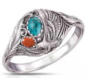 R96 Silver Turquoise Gemstone Ring - Iris Fashion Jewelry