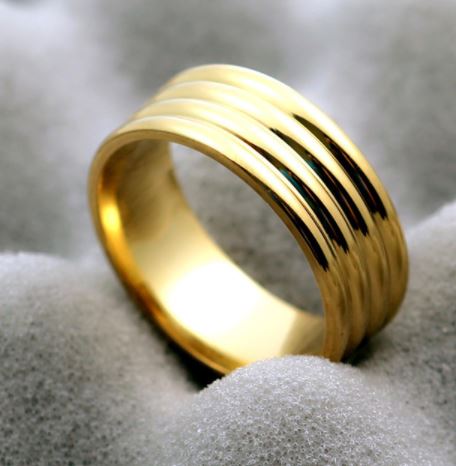 R236 Gold Textured Band Ring - Iris Fashion Jewelry