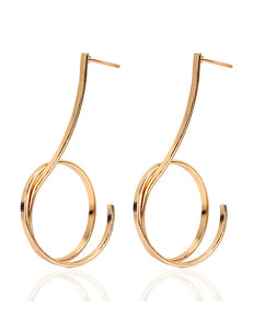 E498 Gold Spiral Geometric Earrings - Iris Fashion Jewelry