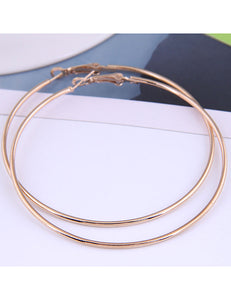 E179 Rose Gold 2.65" Flat Hoop Earrings - Iris Fashion Jewelry