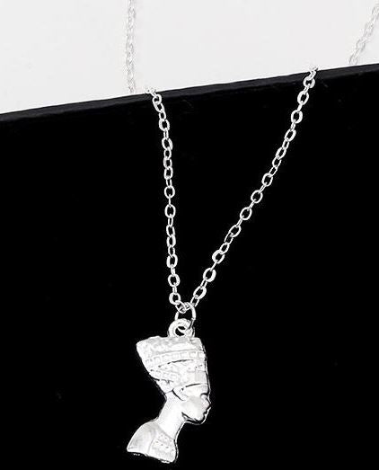 N949 Dainty Silver Egyptian Pharaoh Head Necklace with FREE Earrings - Iris Fashion Jewelry