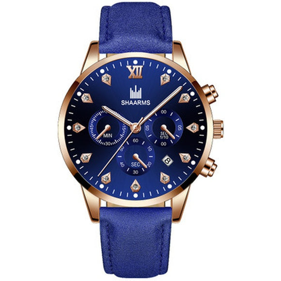 W05 Blue Band Rose Gold Techno Time Collection Quartz Watch - Iris Fashion Jewelry