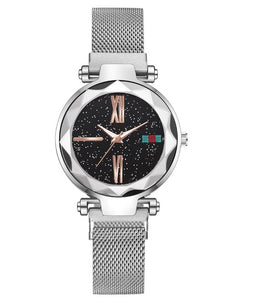 W409 Silver Midnight Mesh Roman Numeral Collection Quartz Watch - Iris Fashion Jewelry