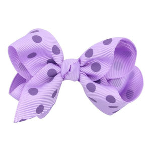 H787 Lavender Polka Dot Small Hair Bow Alligator Clip - Iris Fashion Jewelry