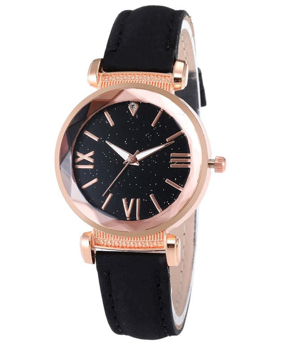 W434 Black Band Glitter Collection Quartz Watch - Iris Fashion Jewelry