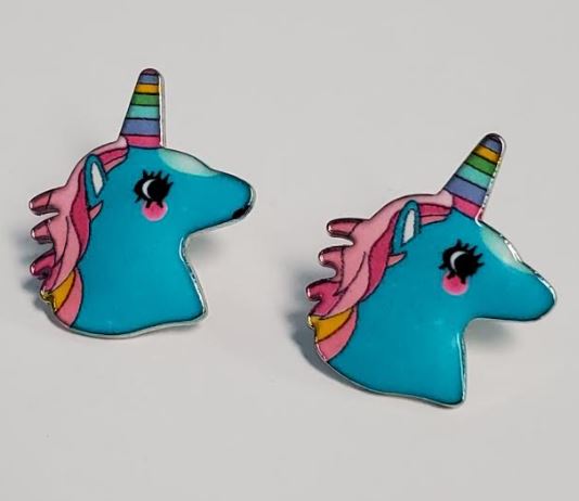 L285 Fashion Blue Unicorn Earrings - Iris Fashion Jewelry