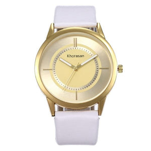 W258 White Band Gold Face Sleek Quartz Watch - Iris Fashion Jewelry