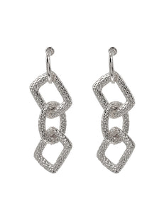 E1582 Silver Textured Chain Dangle Earrings - Iris Fashion Jewelry