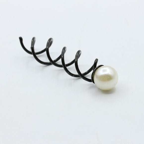 H671 Black Spiral Pearl Hair Pin - Iris Fashion Jewelry