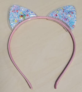 H810 Pink Iridescent Star Confetti Filled Ears Head Band - Iris Fashion Jewelry