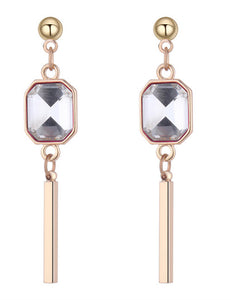 E796 Crystal Square Shape Tassel Earrings - Iris Fashion Jewelry