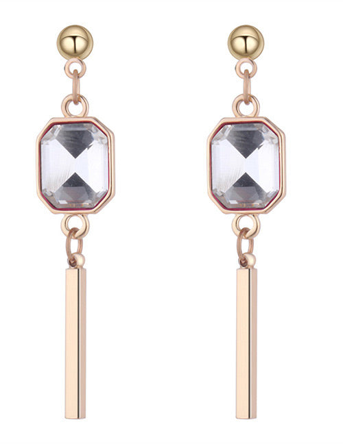 E796 Crystal Square Shape Tassel Earrings - Iris Fashion Jewelry