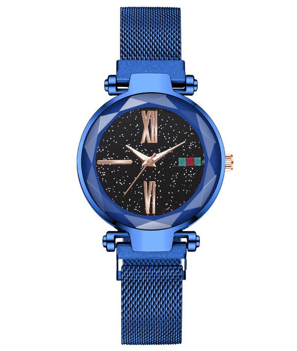 W411 Blue Midnight Mesh Roman Numeral Collection Quartz Watch - Iris Fashion Jewelry