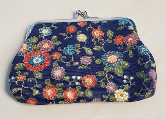 G171 Navy Blue Colorful Floral Design Clasp Coin Purse - Iris Fashion Jewelry
