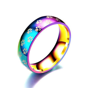 R394 Multi Color Paw Prints Ring - Iris Fashion Jewelry