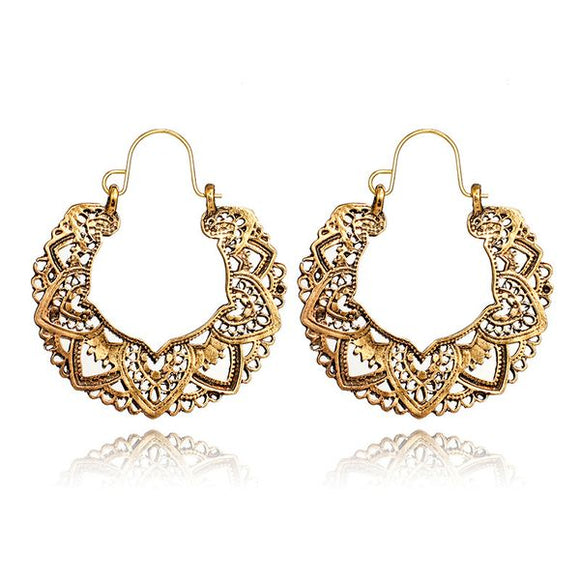 E1475 Gold Openwork Metal Earrings - Iris Fashion Jewelry