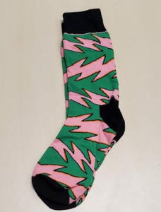 SF1156 Green & Pink Lightning Design Socks - Iris Fashion Jewelry