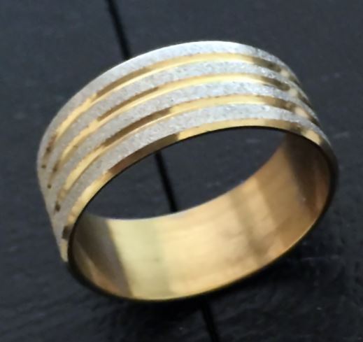 R492 Gold Silver Textured Band Ring - Iris Fashion Jewelry