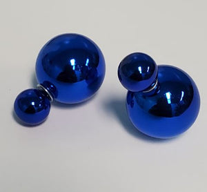 *E283 Royal Blue Double Ball Earrings - Iris Fashion Jewelry