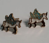 L123 Gold Blue Wing Unicorn Earrings - Iris Fashion Jewelry