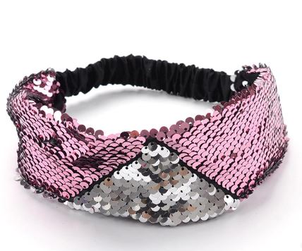 H360 Pink & Silver Sequin Head Band for Adults - Iris Fashion Jewelry