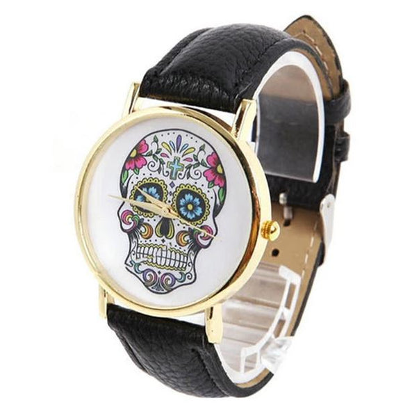 W274 Black Band Sugar Skull Collection Quartz Watch - Iris Fashion Jewelry