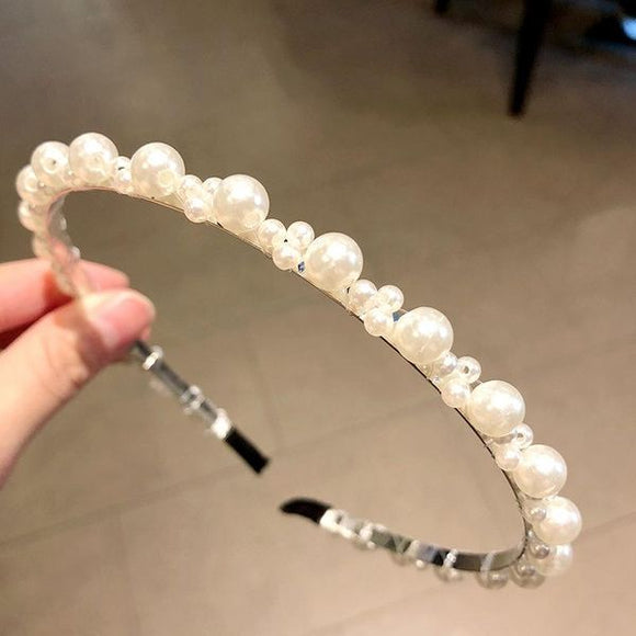 H249 White Cluster Pearl Hair Band - Iris Fashion Jewelry