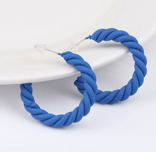 E1802 Royal Blue Twisted Hoop Earrings - Iris Fashion Jewelry